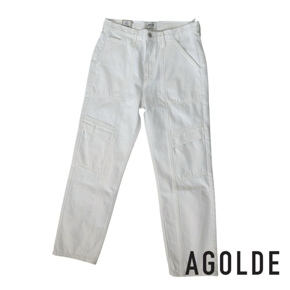 AGOLDE **NWT** Cooper High-Rise Denim Cargo Pants in Milkshake White - Picture 13 of 13